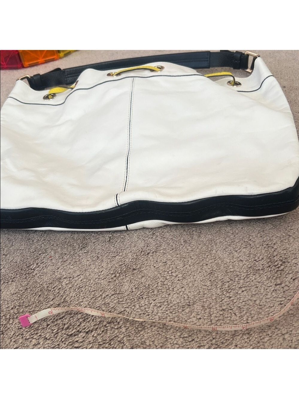 Boden Leather Shoulder Bag White Black Yellow Women's - Picture 3 of 5